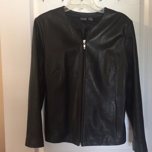 Leather zip front women’s jacket